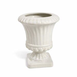 Urn Vase Planter Medici Pottery Style White Glazed Home Shelf Decor Decorative